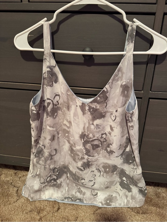 White House Black Market Tops - White House Black Market Gray Watercolor Floral V-Neck Cami
